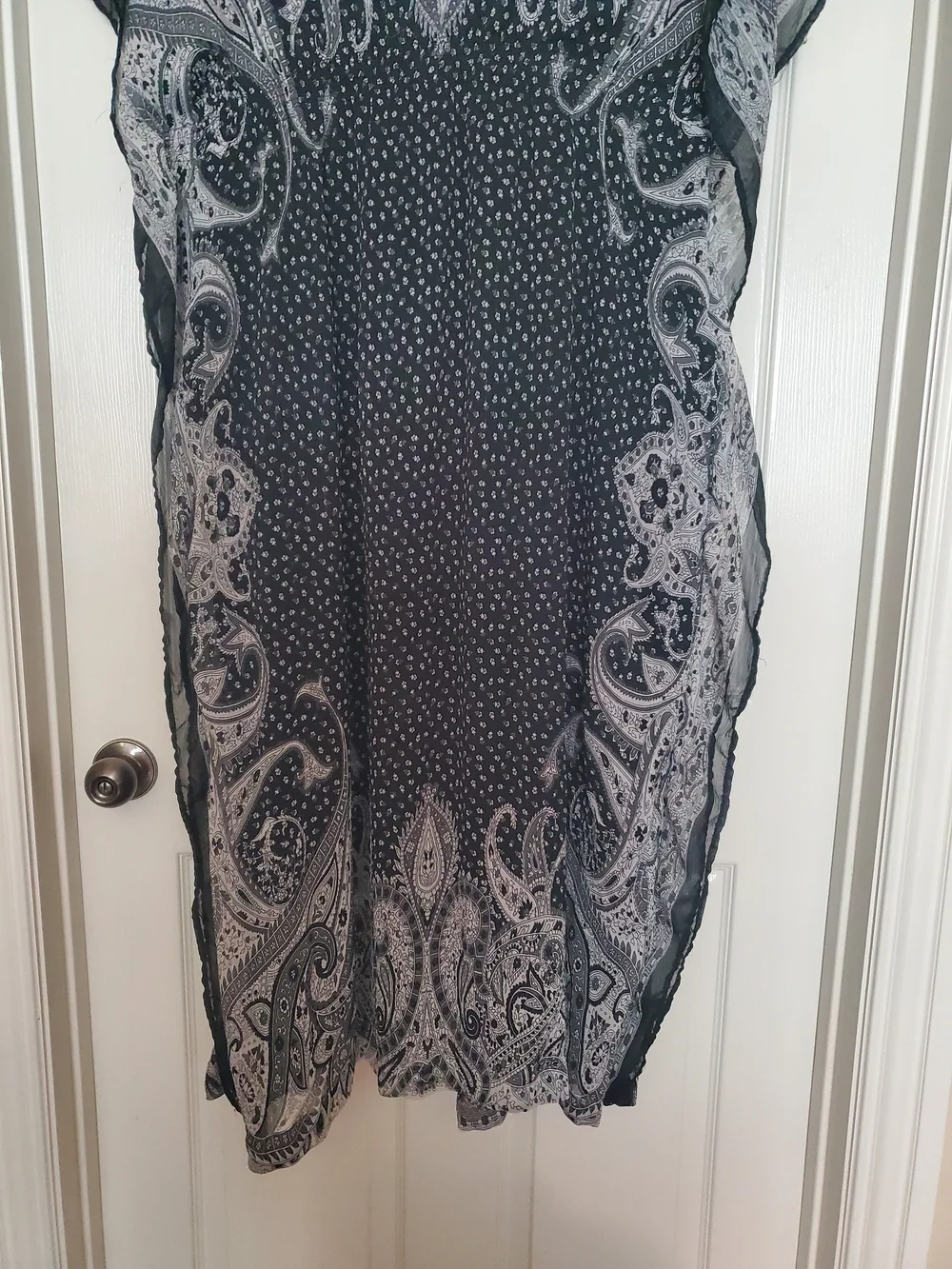 Speed Control Black White Paisley Kaftan Dress 3XL Plus Size V Neck Boho Maxi